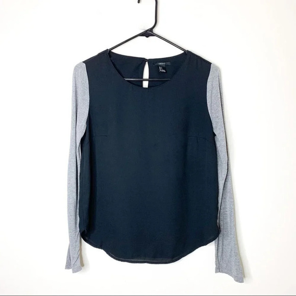 Forever 21 Women's Baseball Top Long Sleeve Sheer Black Grey Size Small - Picture 4 of 13
